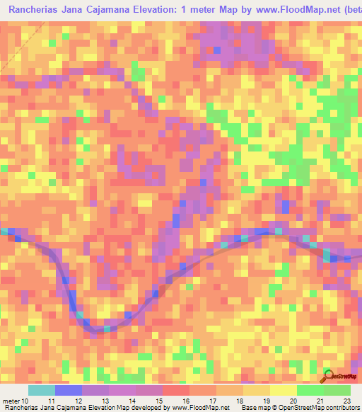 Rancherias Jana Cajamana,Venezuela Elevation Map
