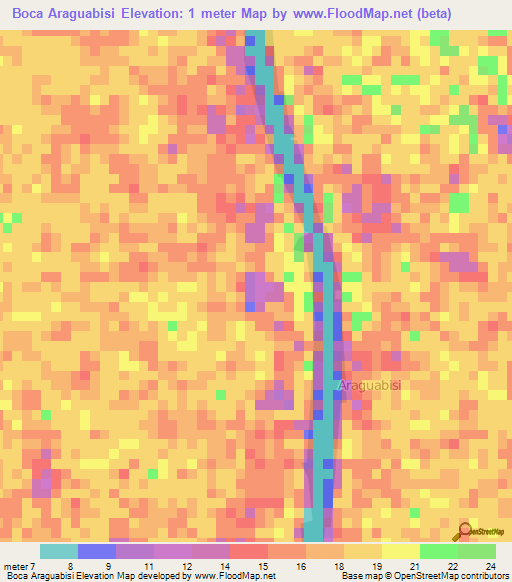 Boca Araguabisi,Venezuela Elevation Map