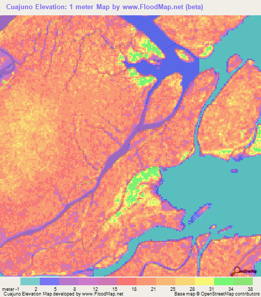 Cuajuno,Venezuela Elevation Map