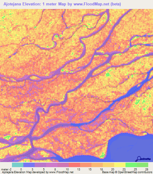 Ajotejana,Venezuela Elevation Map