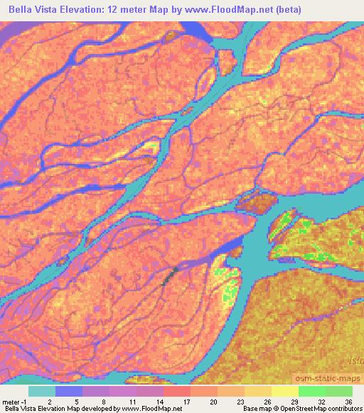 Bella Vista,Venezuela Elevation Map