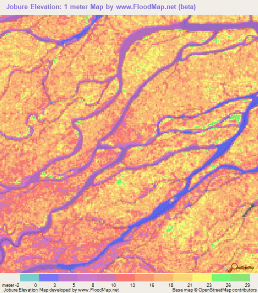 Jobure,Venezuela Elevation Map
