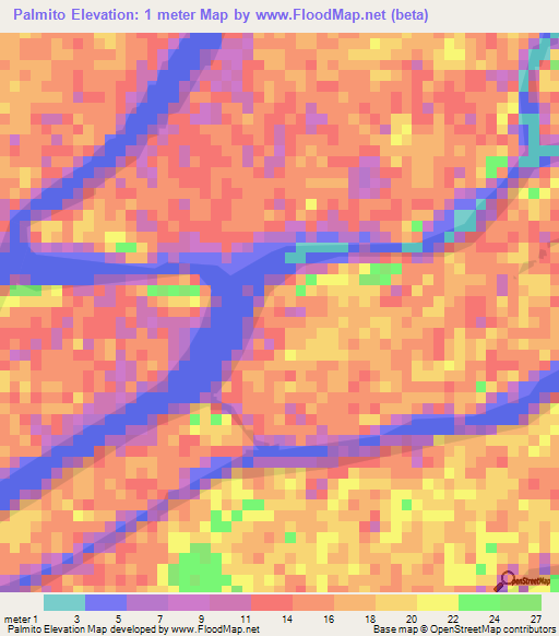 Palmito,Venezuela Elevation Map