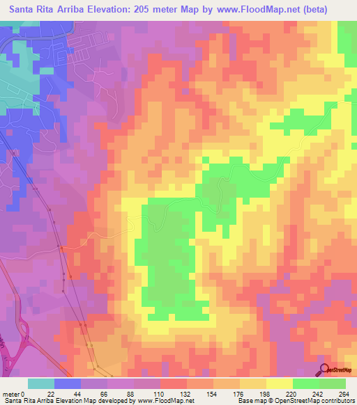 Santa Rita Arriba,Panama Elevation Map