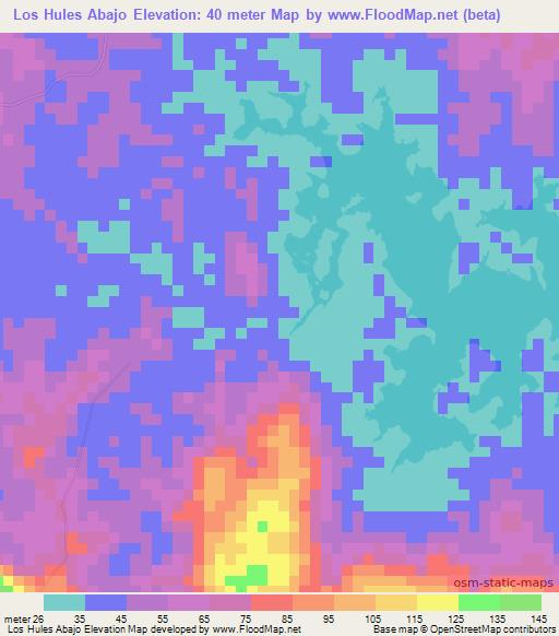 Los Hules Abajo,Panama Elevation Map