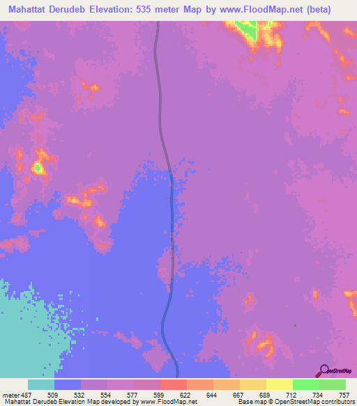 Mahattat Derudeb,Sudan Elevation Map