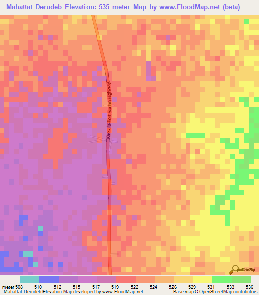 Mahattat Derudeb,Sudan Elevation Map