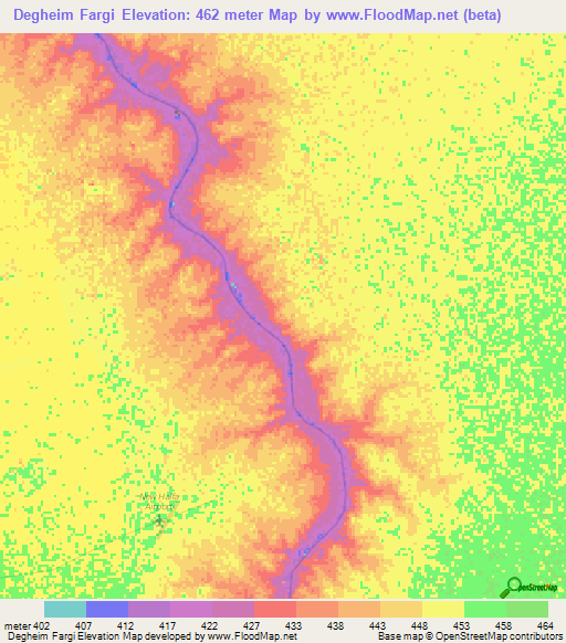 Degheim Fargi,Sudan Elevation Map