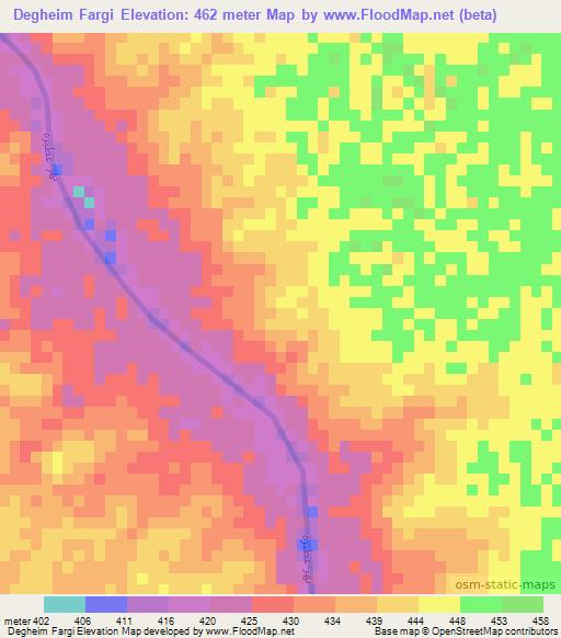 Degheim Fargi,Sudan Elevation Map