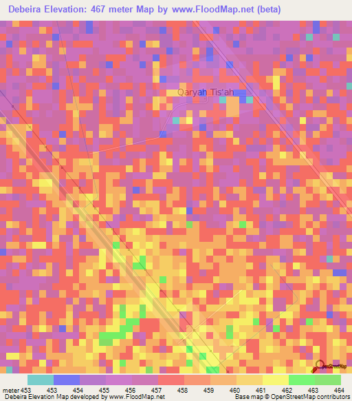 Debeira,Sudan Elevation Map
