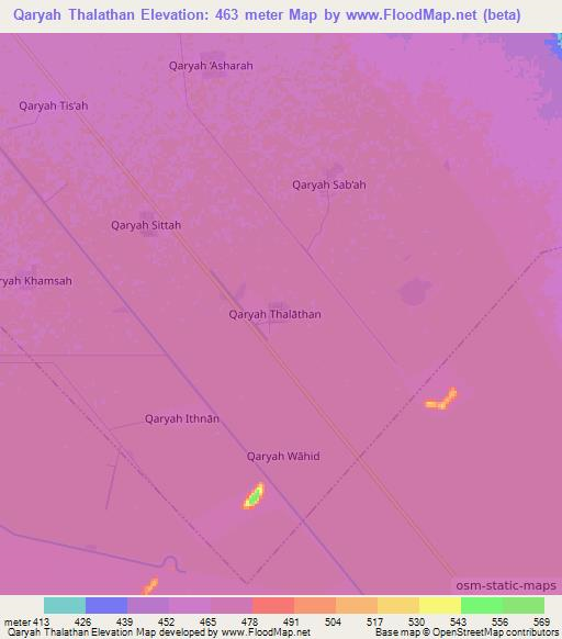 Qaryah Thalathan,Sudan Elevation Map