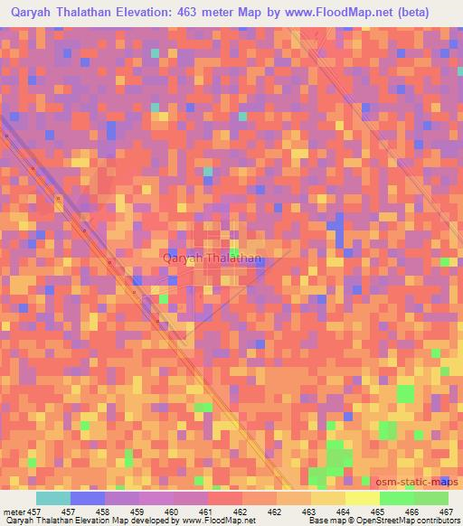 Qaryah Thalathan,Sudan Elevation Map