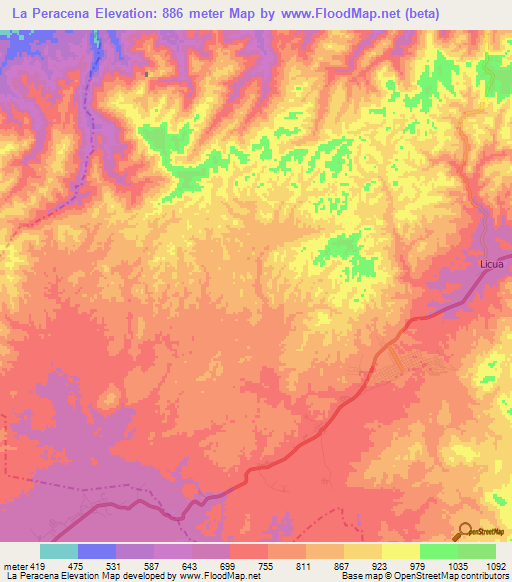 La Peracena,Venezuela Elevation Map