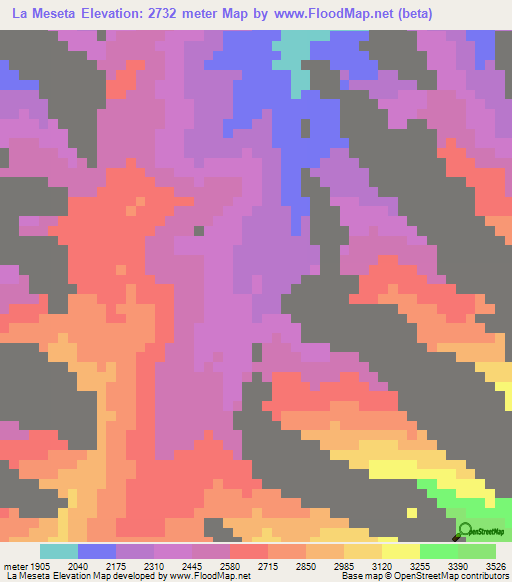 La Meseta,Colombia Elevation Map