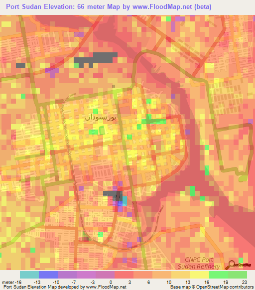 Port Sudan,Sudan Elevation Map