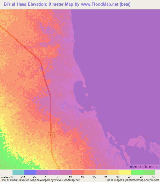Bi'r al Hasa,Sudan Elevation Map