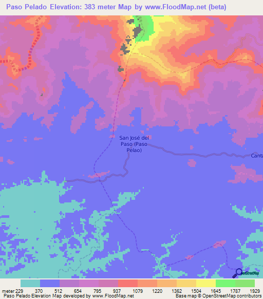 Paso Pelado,Venezuela Elevation Map
