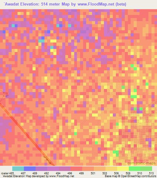 `Awadat,Sudan Elevation Map