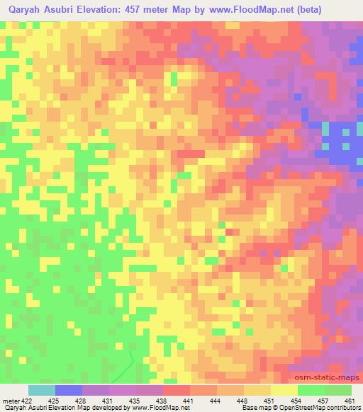 Qaryah Asubri,Sudan Elevation Map