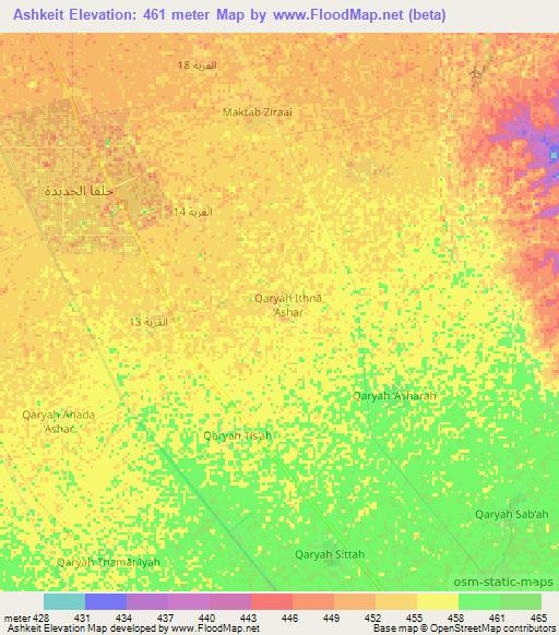 Ashkeit,Sudan Elevation Map