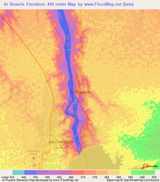 Ar Ruseris,Sudan Elevation Map