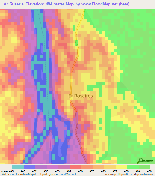 Ar Ruseris,Sudan Elevation Map