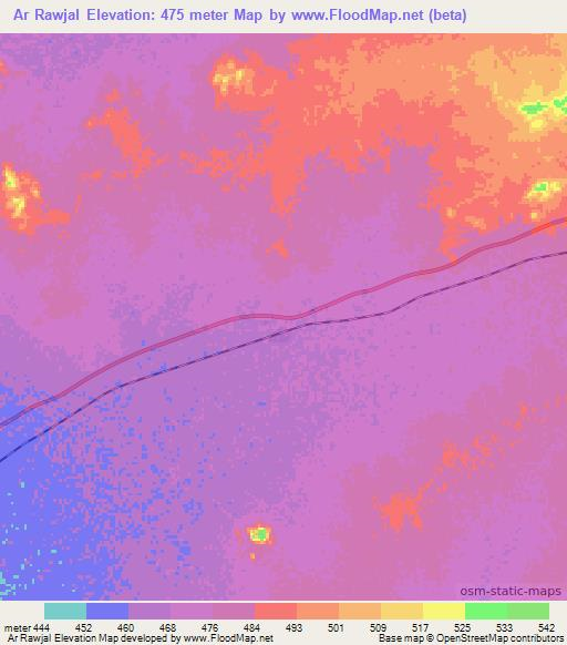 Ar Rawjal,Sudan Elevation Map