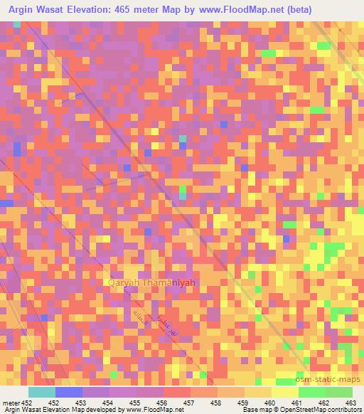 Argin Wasat,Sudan Elevation Map