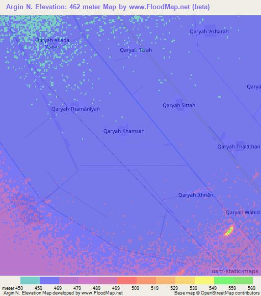 Argin N.,Sudan Elevation Map
