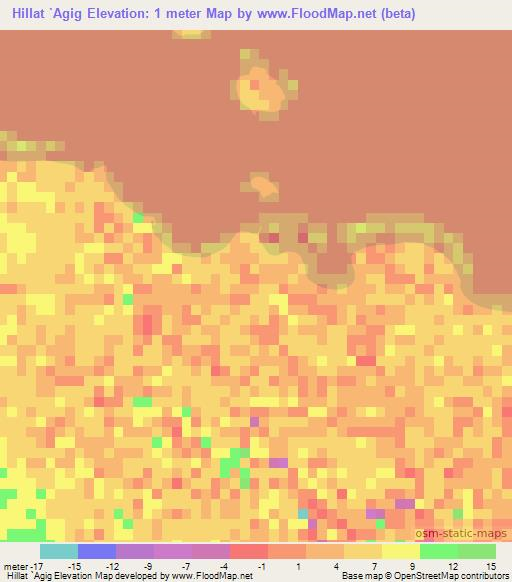 Hillat `Agig,Sudan Elevation Map