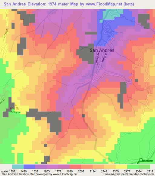 San Andres,Colombia Elevation Map