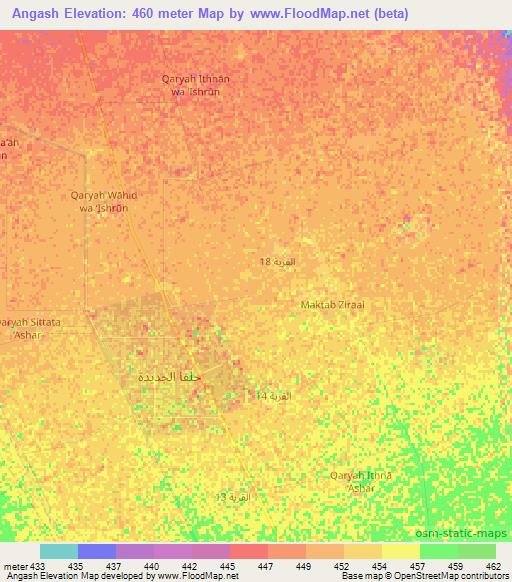 Angash,Sudan Elevation Map