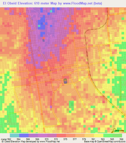 El Obeid,Sudan Elevation Map
