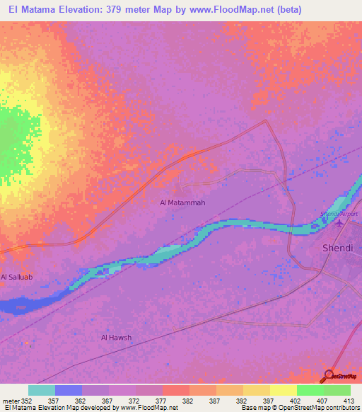 El Matama,Sudan Elevation Map