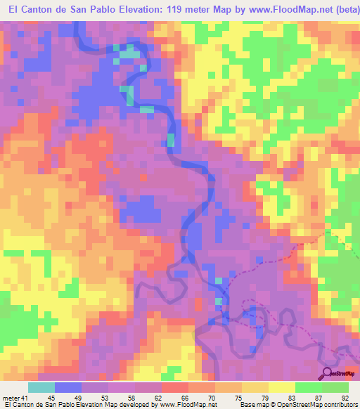 El Canton de San Pablo,Colombia Elevation Map