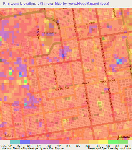 Khartoum,Sudan Elevation Map