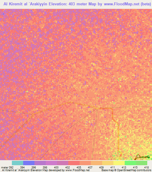 Al Kiremit al `Arakiyyin,Sudan Elevation Map