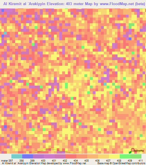 Al Kiremit al `Arakiyyin,Sudan Elevation Map