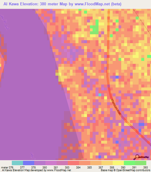 Al Kawa,Sudan Elevation Map