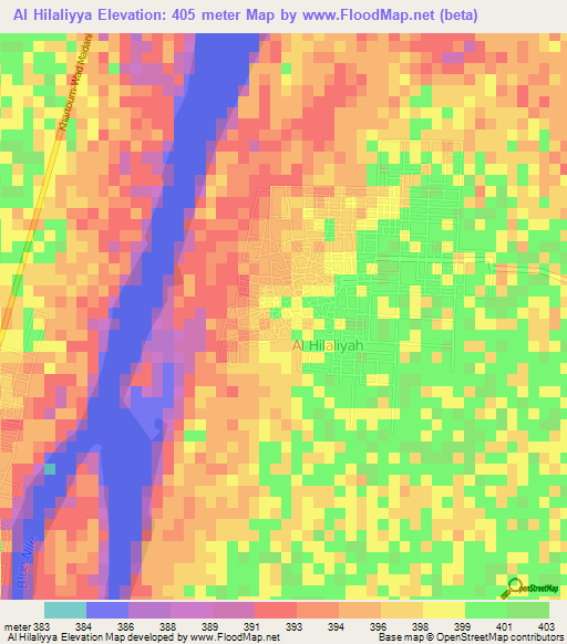 Al Hilaliyya,Sudan Elevation Map