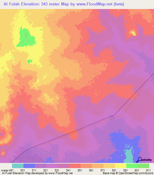 Al Fulah,Sudan Elevation Map