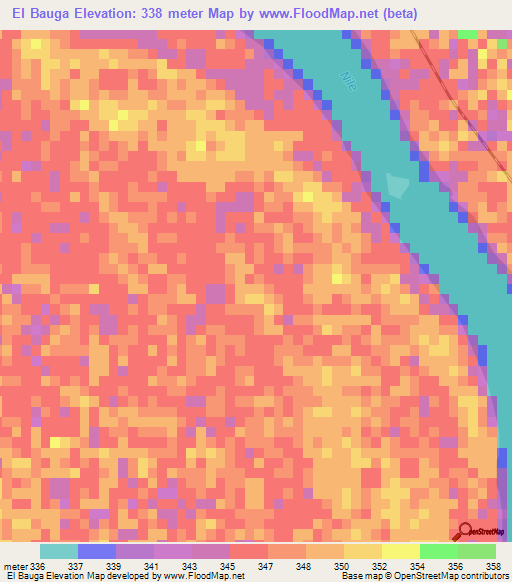 El Bauga,Sudan Elevation Map