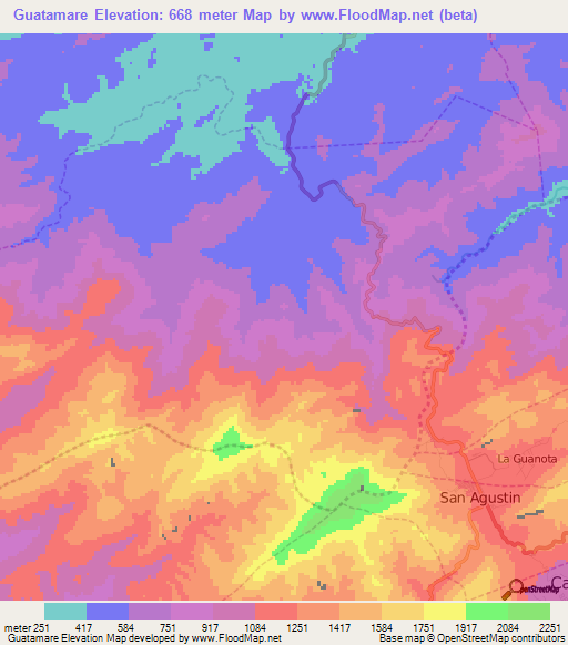 Guatamare,Venezuela Elevation Map
