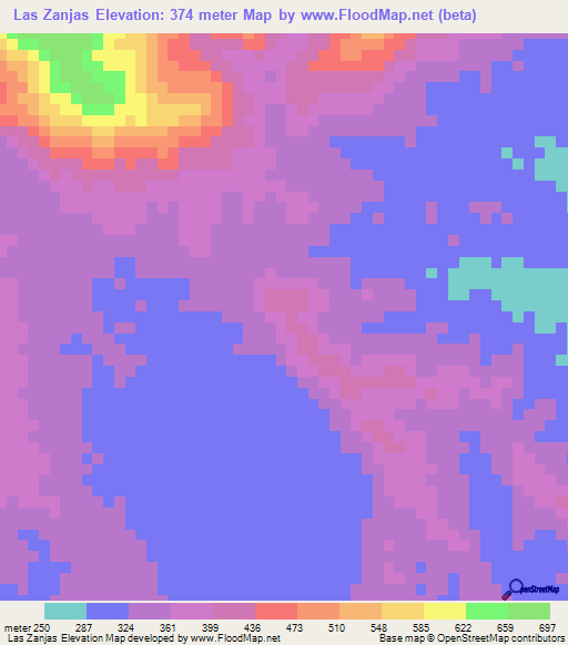 Las Zanjas,Venezuela Elevation Map