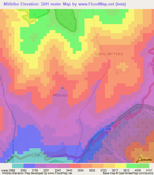 Mitibibo,Venezuela Elevation Map