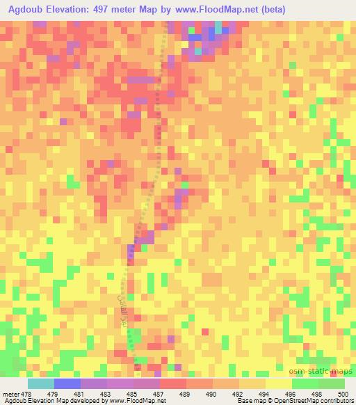 Agdoub,Sudan Elevation Map