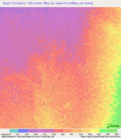 Aegir,Sudan Elevation Map