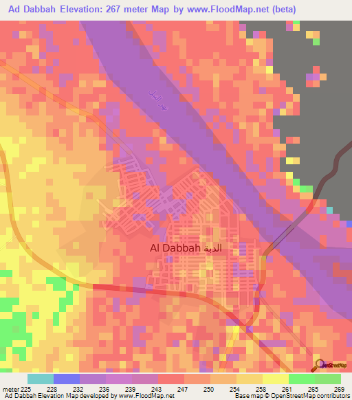 Ad Dabbah,Sudan Elevation Map