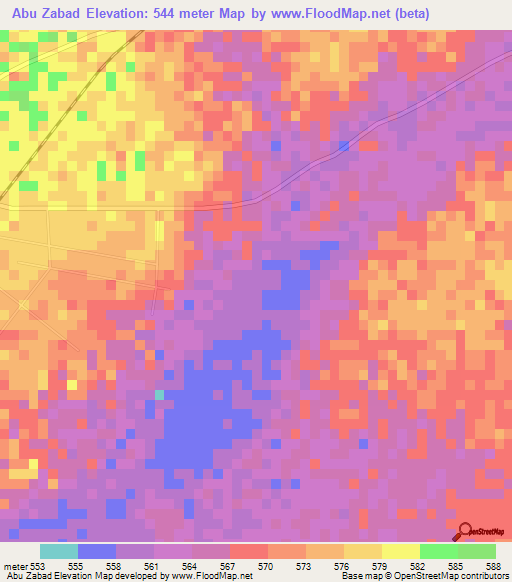 Abu Zabad,Sudan Elevation Map