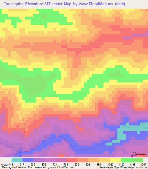 Caucaguita,Venezuela Elevation Map